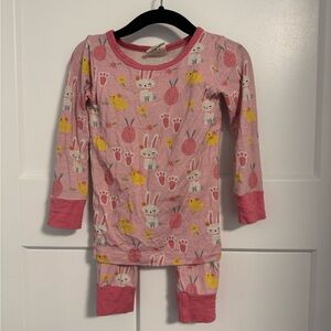 Adorable Pink Bunny and Chick Kids Pajama Set